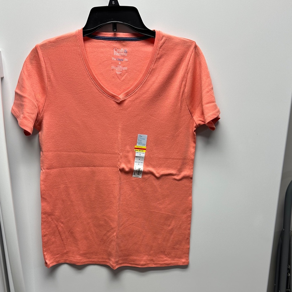 Croft & Barrow Coral V-Neck T-Shirt